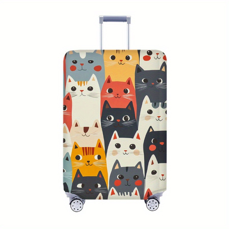 Κάλυμμα βαλίτσας με μοτίβο γάτας σε καρτούν – πολυεστέρας, ανθεκτικό στη σκόνη και στην υγρασία, για βαλίτσες