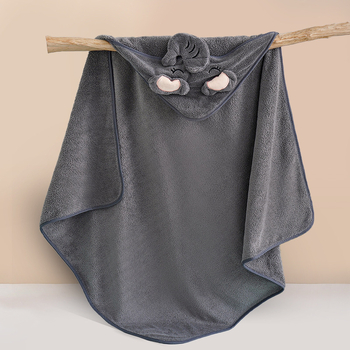 Qin Yue Βρεφική πετσέτα μπάνιου από coral fleece, κέντημα και απλή ύφανση, 400–500 g, για μωρά