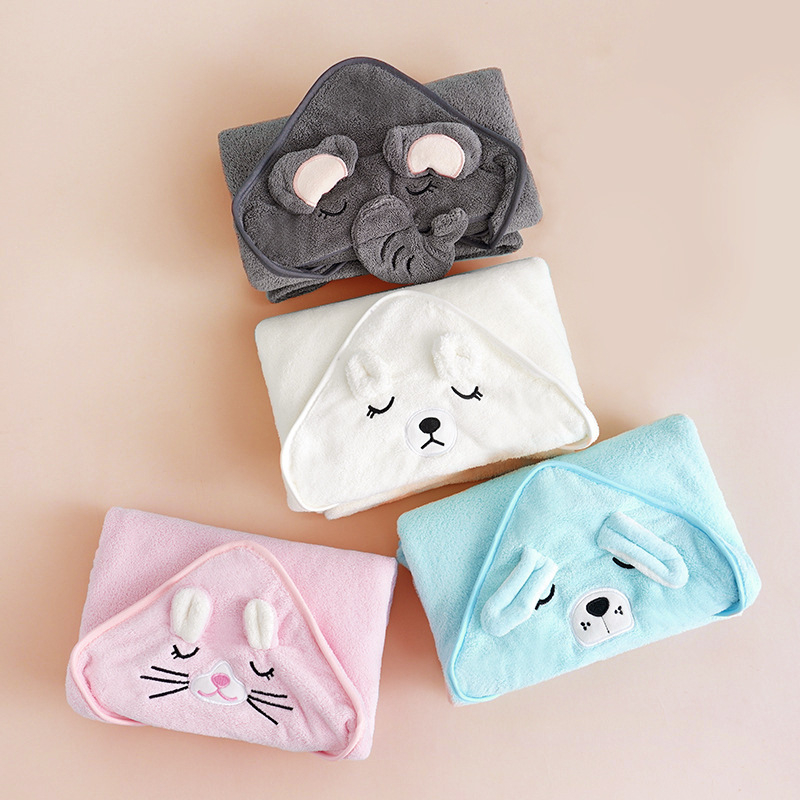 Qin Yue Dječji ručnik za kupanje, koralni fleece, šivanje i ravno tkanje, 400–500 g, za bebe