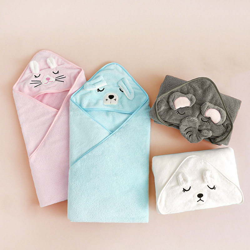 Qin Yue Dječji ručnik za kupanje, koralni fleece, šivanje i ravno tkanje, 400–500 g, za bebe