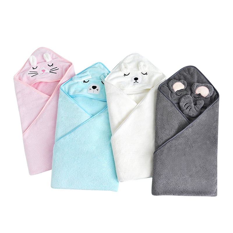 Qin Yue Dječji ručnik za kupanje, koralni fleece, šivanje i ravno tkanje, 400–500 g, za bebe