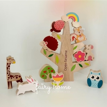 Дървени блокчета за деца с животински баланс – когнитивна образователна играчка (Материал: дърво; Възраст: 0–3 години; Произход: Zhejiang; Брой части: 0–38)