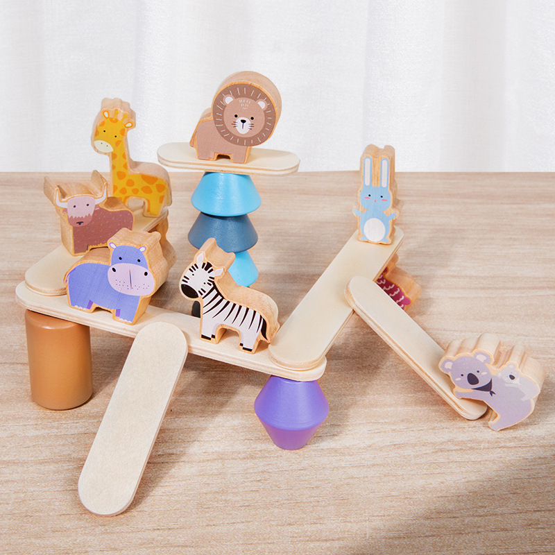 Ξύλινα μπλοκ για νήπια – ζώα ισορροπίας, εκπαιδευτικό γνωστικό παιχνίδι (Υλικό: ξύλο; Ηλικία: 0–3 ετών; Προέλευση: Zhejiang; Τεμάχια: 0–38)