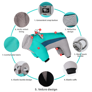 Πολυεστερικό παλτό για τετράποδα σκύλους με ανακλαστική λωρίδα και συμβατότητα με λουρί για εξωτερική χρήση