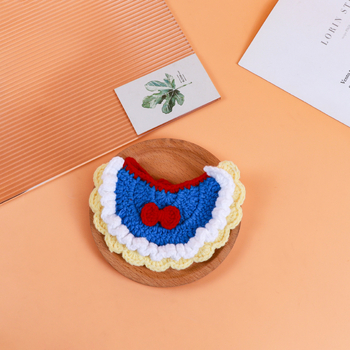 Ručni pleteni vuneni bib za kućne ljubimce s karikaturnim dizajnom, za mačke i male pse, zima, stil princeze