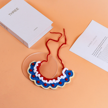 Ručni pleteni vuneni bib za kućne ljubimce s karikaturnim dizajnom, za mačke i male pse, zima, stil princeze