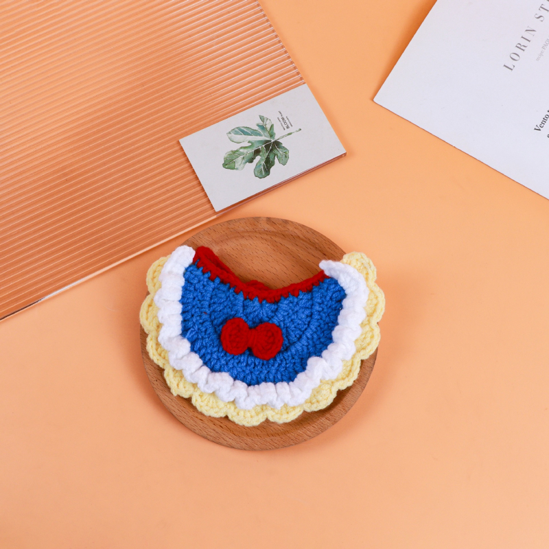 Ručni pleteni vuneni bib za kućne ljubimce s karikaturnim dizajnom, za mačke i male pse, zima, stil princeze