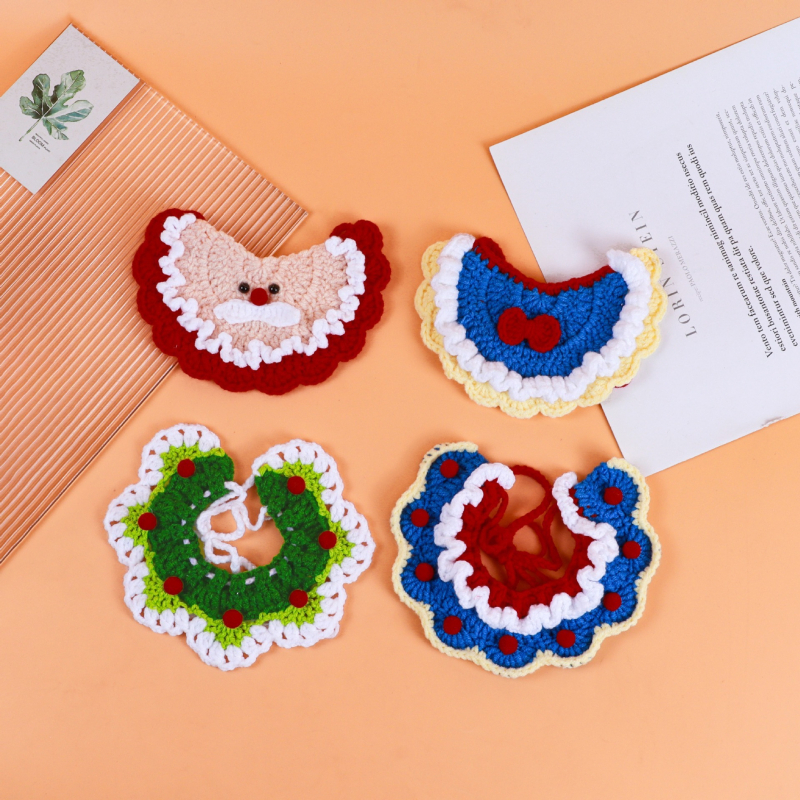 Ručni pleteni vuneni bib za kućne ljubimce s karikaturnim dizajnom, za mačke i male pse, zima, stil princeze