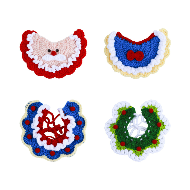 Ručni pleteni vuneni bib za kućne ljubimce s karikaturnim dizajnom, za mačke i male pse, zima, stil princeze