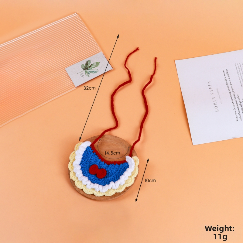 Ručni pleteni vuneni bib za kućne ljubimce s karikaturnim dizajnom, za mačke i male pse, zima, stil princeze