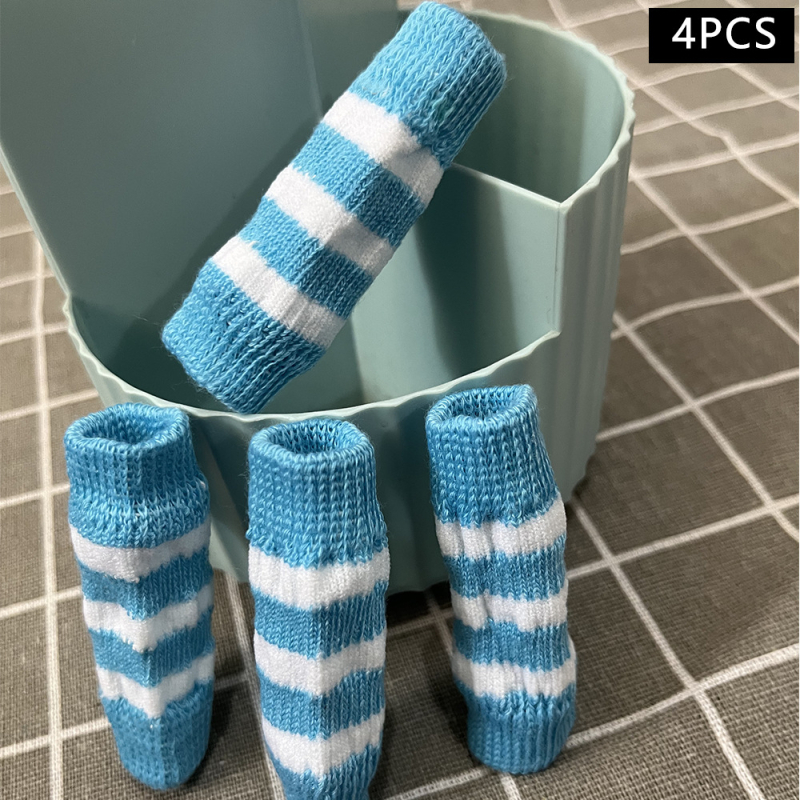 Κάλτσες προστασίας ποδιών και επιγονατιδές για γάτες και σκύλους, ριγέ σχέδιο, πολυεστέρας, υφαντό twill, κέντημα, Qu Aiyan