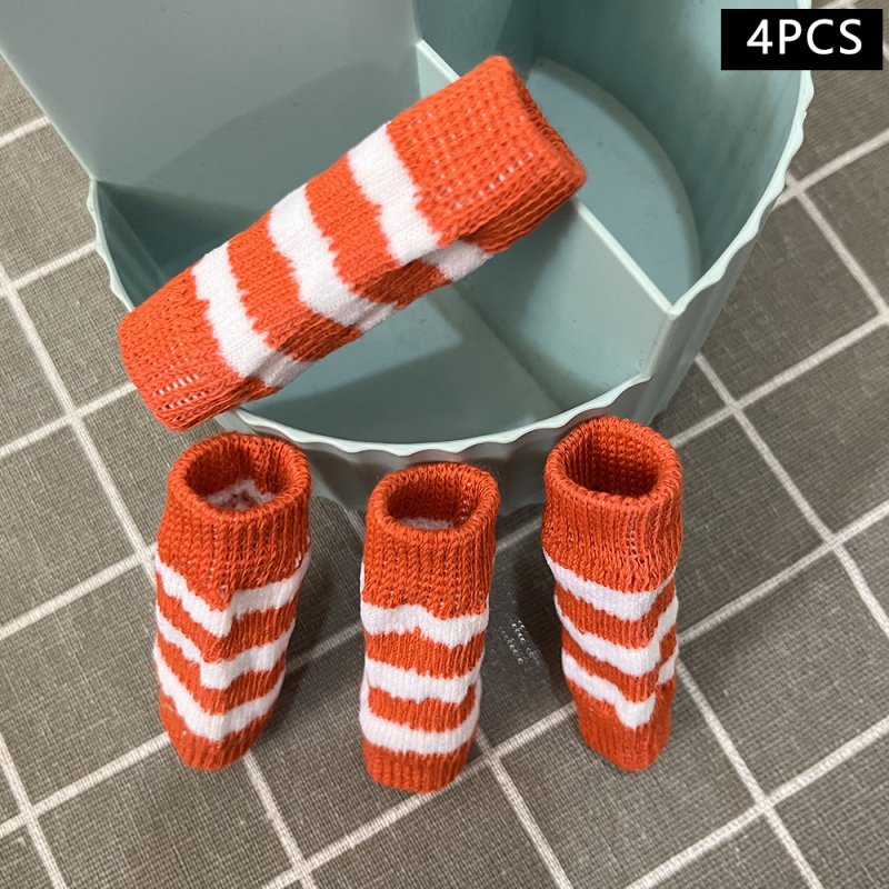 Κάλτσες προστασίας ποδιών και επιγονατιδές για γάτες και σκύλους, ριγέ σχέδιο, πολυεστέρας, υφαντό twill, κέντημα, Qu Aiyan