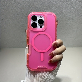 Силиконов калъф за iPhone 16 Pro Max със безжично магнитно зареждане, силиконова изработка, стил цветово блокиране