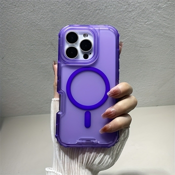Силиконов калъф за iPhone 16 Pro Max със безжично магнитно зареждане, силиконова изработка, стил цветово блокиране