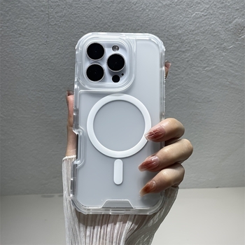 Силиконов калъф за iPhone 16 Pro Max със безжично магнитно зареждане, силиконова изработка, стил цветово блокиране