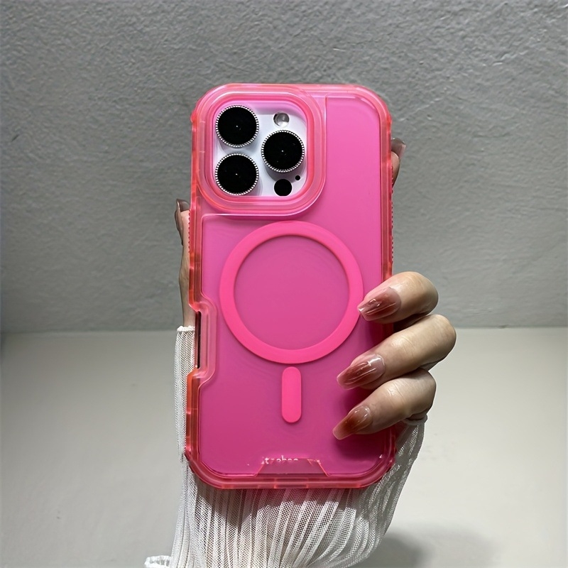 Силиконов калъф за iPhone 16 Pro Max със безжично магнитно зареждане, силиконова изработка, стил цветово блокиране