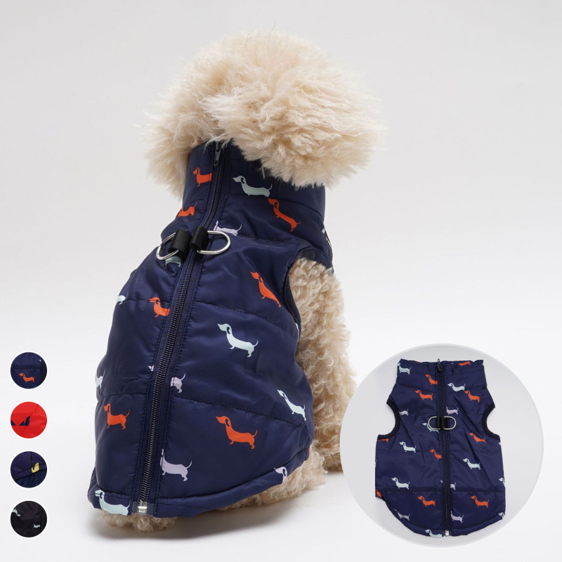 Halloween kutya mellény poliészterből, karikatúra démon kölyök mintával, cardigan-stílusú kivitel cipzárral és póráztartó nyílással