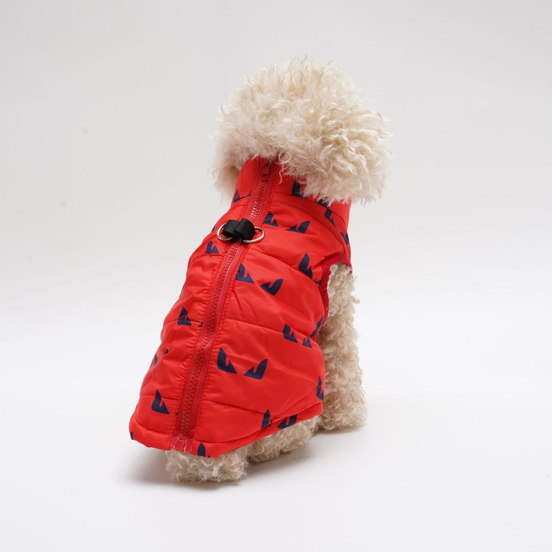 Halloween kutya mellény poliészterből, karikatúra démon kölyök mintával, cardigan-stílusú kivitel cipzárral és póráztartó nyílással