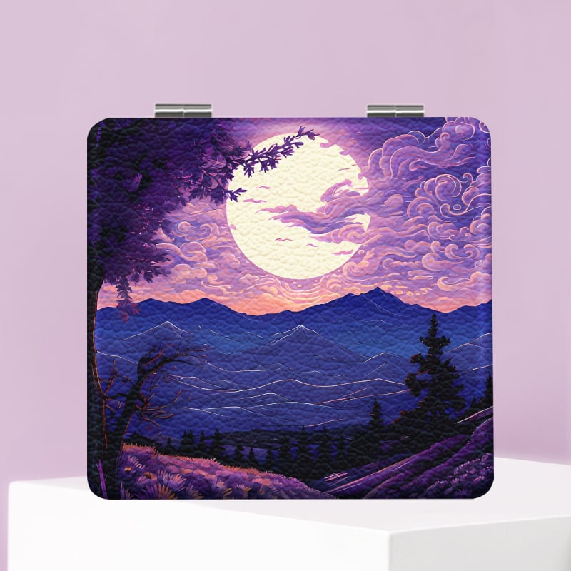 Oglindă de machiaj pliabilă NND, ramă PU/PS/PVC, material complet PU piele, oțel inoxidabil și sticlă PC, logo imprimat