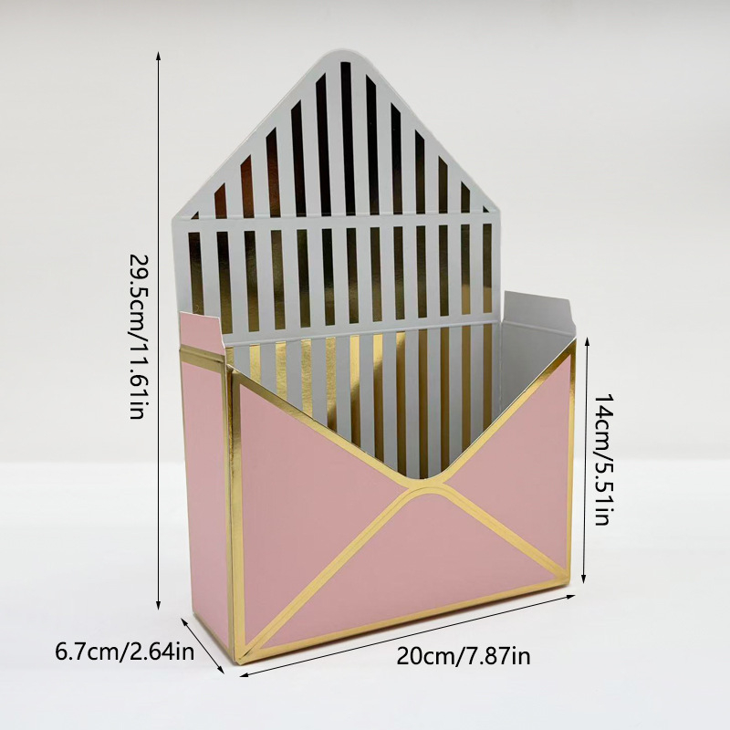 Kutija za cvijeće u obliku omotnice, ručna izrada, model hot stamping envelope flower box, od bijelog kartona 600 g, pakiranje 12 komada, brenda Qianxi packaging.