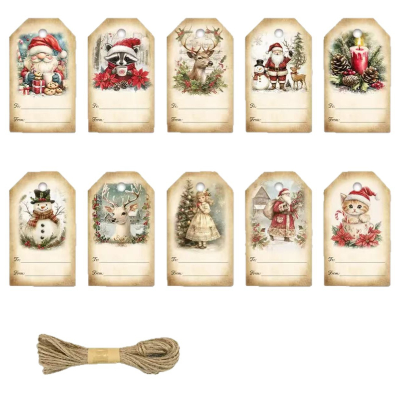 Fából készült karácsonyi függő dekoráció – Téma Mikulás és hóember, Boxwood, Modern minimál stílus