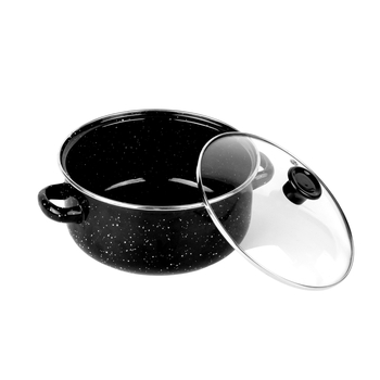 Εμαγιέ πενταμελές σετ κατσαρολών για σούπα με γυάλινο καπάκι, 1 L, κατάλληλο για κουζίνα με αέριο