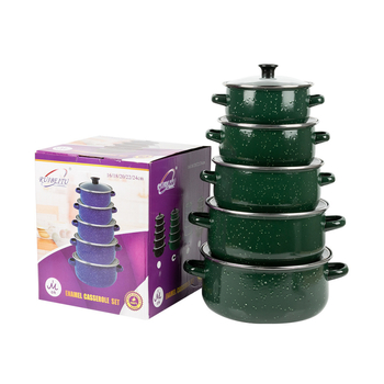 Εμαγιέ πενταμελές σετ κατσαρολών για σούπα με γυάλινο καπάκι, 1 L, κατάλληλο για κουζίνα με αέριο