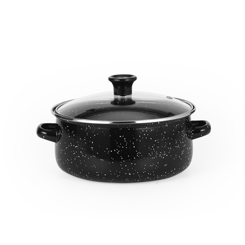 Εμαγιέ πενταμελές σετ κατσαρολών για σούπα με γυάλινο καπάκι, 1 L, κατάλληλο για κουζίνα με αέριο