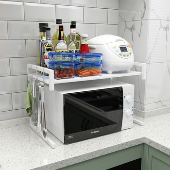 Αναδιπλούμενη ραφιέρα κουζίνας για φούρνο μικροκυμάτων – διπλού επιπέδου, παχυμένη, από ανθρακούχο ατσάλι, πολλαπλών χρήσεων, Hongshun
