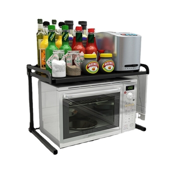 Αναδιπλούμενη ραφιέρα κουζίνας για φούρνο μικροκυμάτων – διπλού επιπέδου, παχυμένη, από ανθρακούχο ατσάλι, πολλαπλών χρήσεων, Hongshun