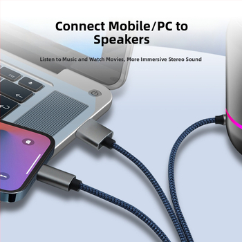 Neutral USB 2-в-1 плетен AUX аудио кабел Type-C към 3,5 мм за музика и разговори