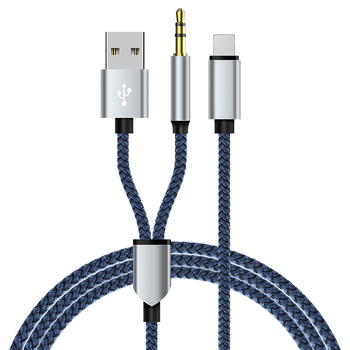 Neutral USB 2-в-1 плетен AUX аудио кабел Type-C към 3,5 мм за музика и разговори