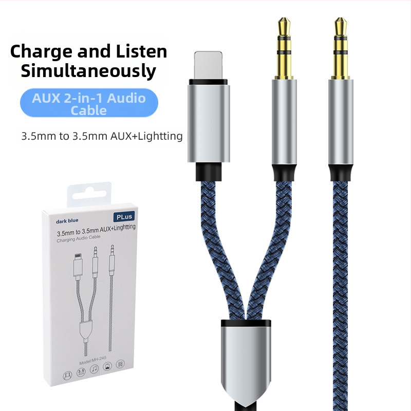 Neutral USB 2-в-1 плетен AUX аудио кабел Type-C към 3,5 мм за музика и разговори