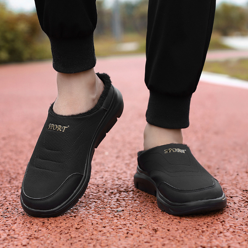 Unisex fleecével bélelt papucs télre, Slip-On, alacsony felső rész, MD talp