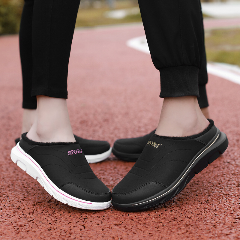 Unisex fleecével bélelt papucs télre, Slip-On, alacsony felső rész, MD talp