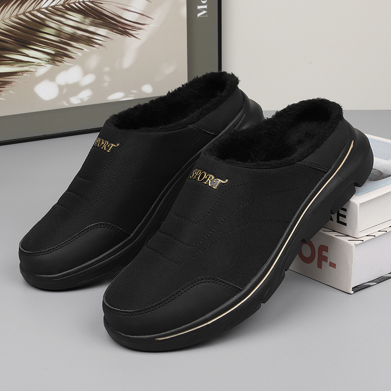 Unisex fleecével bélelt papucs télre, Slip-On, alacsony felső rész, MD talp
