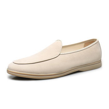 Vīriešu slip-on kurpes ikdienas nēsāšanai, PU augšdaļa, gumijas zole, apaļš purns, plakana papēža, vasara