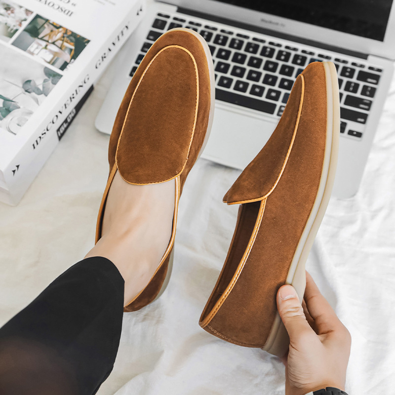 Vīriešu slip-on kurpes ikdienas nēsāšanai, PU augšdaļa, gumijas zole, apaļš purns, plakana papēža, vasara