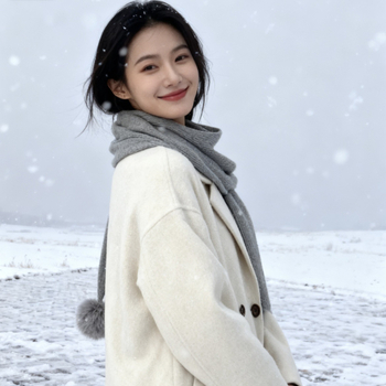 Sieviešu plecu šāls - poliesters, warp-knit adījums, silts un vējam izturīgs, rudens–ziemas stilā, Korejas stils