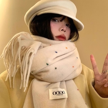 Rainbow Candy Bead šalle, garš stils, silts poliesters, gluda pletne, ziemas lietošanai