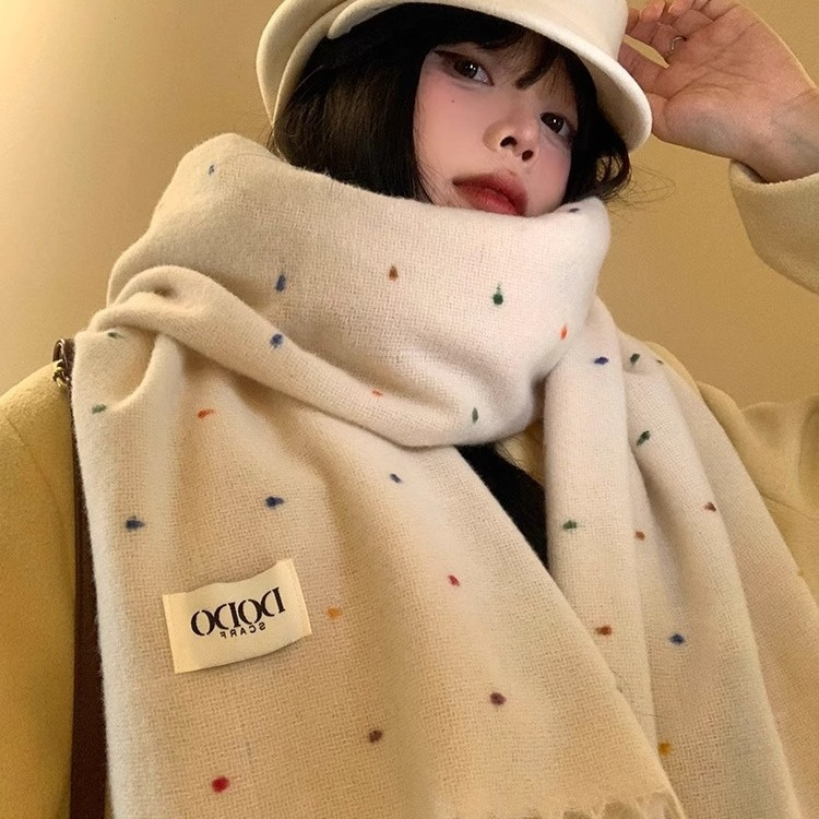 Rainbow Candy Bead šalle, garš stils, silts poliesters, gluda pletne, ziemas lietošanai