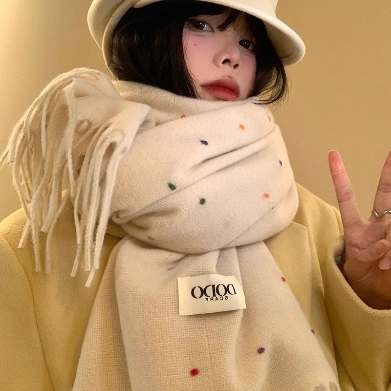 Rainbow Candy Bead šalle, garš stils, silts poliesters, gluda pletne, ziemas lietošanai