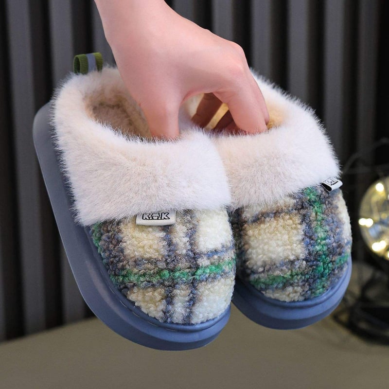 Vaikų medvilninės namų šlepetės su neslidžia EVA padu, šiltos pūkuotos šlepetės vaikams 1–3 metų, minimalistinis stilius, 2024 m. pavasaris