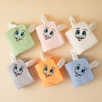 Παιδικός μανδύας-πετσέτα μπάνιου από Coral fleece, για μωρά και παιδιά, 150D νήμα, κέντημα και απλή ύφανση, 200–300 g