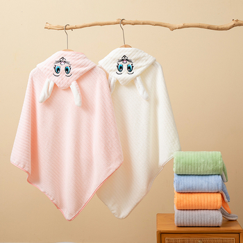 Παιδικός μανδύας-πετσέτα μπάνιου από Coral fleece, για μωρά και παιδιά, 150D νήμα, κέντημα και απλή ύφανση, 200–300 g
