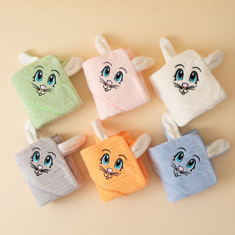 Παιδικός μανδύας-πετσέτα μπάνιου από Coral fleece, για μωρά και παιδιά, 150D νήμα, κέντημα και απλή ύφανση, 200–300 g