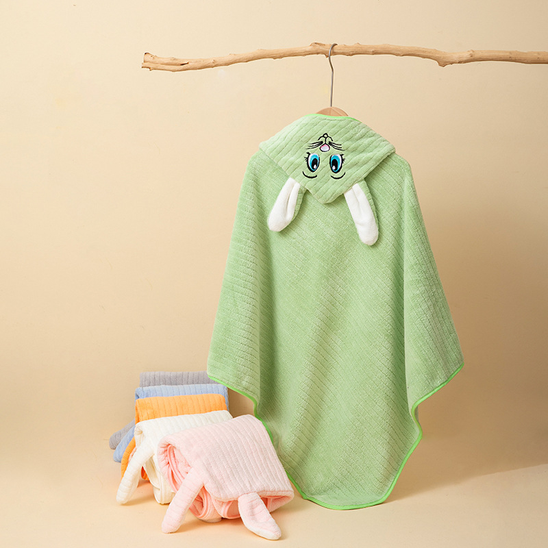 Παιδικός μανδύας-πετσέτα μπάνιου από Coral fleece, για μωρά και παιδιά, 150D νήμα, κέντημα και απλή ύφανση, 200–300 g