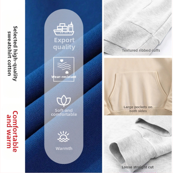 Ανδρικό φούτερ με κουκούλα από μίγμα βαμβακερού, χαλαρή γραμμή, μεσαίο πάχος, 3D τσέπη τύπου patch, προσαρμόσιμο από εικόνες και δείγματα