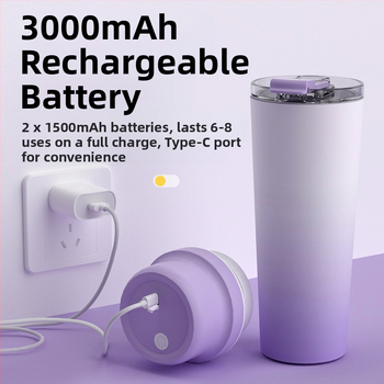 Φορητός αποχυμωτής-κύπελλο από ανοξείδωτο χάλυβα με ενσωματωμένη μπαταρία, 60W, 22001 RPM+, 5+ λεπίδες, εσωτερικό δοχείο 304 ανοξείδωτο χάλυβα, μόνωση