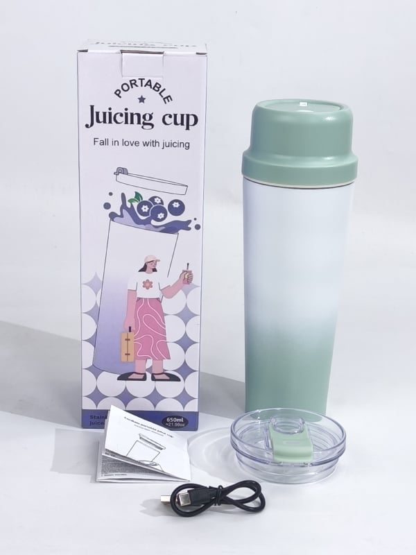 Beépített akkumulátorral rendelkező hordozható rozsdamentes acél gyümölcsprés, 60W, 22001 RPM+, 5+ pengével, belső tartály 304-es acélból, szigetelt